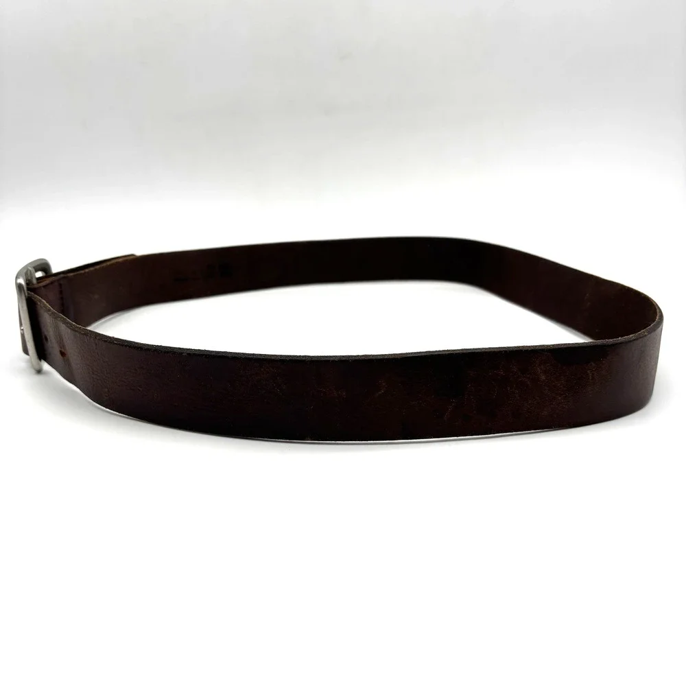 Vintage 90s GAP Brown Genuine Cow Leather Brass Buckle Belt 40 Made in USA